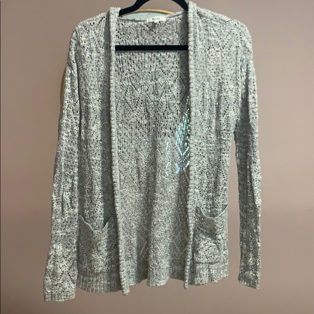 black and white short hooded cardigan.barely wore.